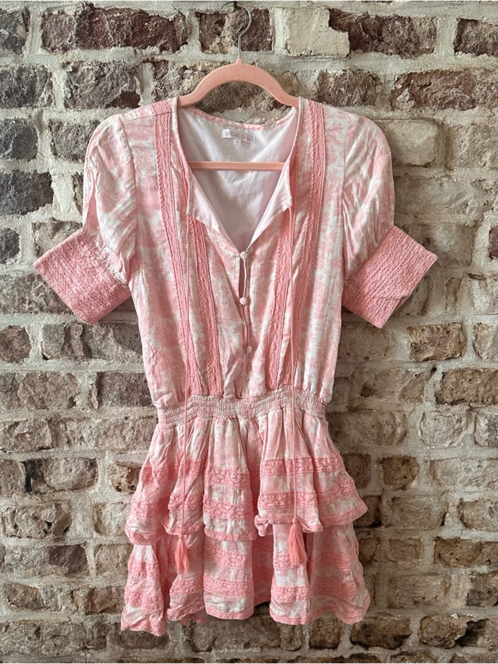 Light Pink Tiered Mini Dress with Button Front